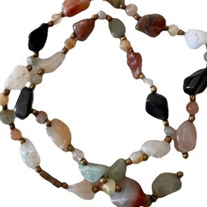 Vintage 90s Women’s Beaded Statement Glossy Stone Boho Cottage Necklace